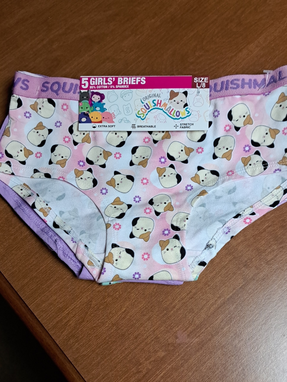 Squishmallows Girls' Print Briefs - 5 Pack Size L8